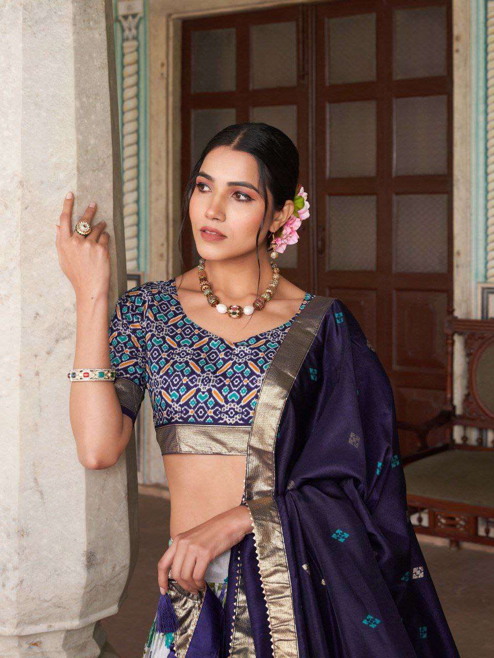 Women's Tussar Silk Patola Print Lehenga Choli with Dupatta ? Foil Work Stitched Lehenga Set - Image 2